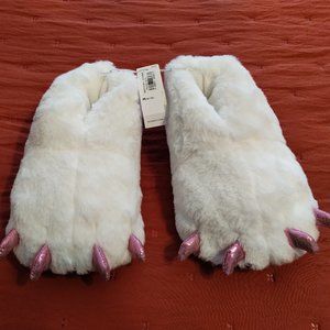 Plush dino slippers